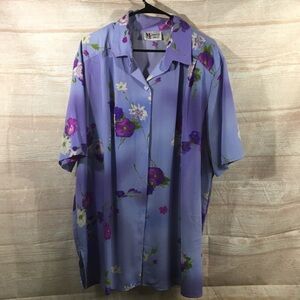 Maggie Sweet Purple Floral Button Down Blouse